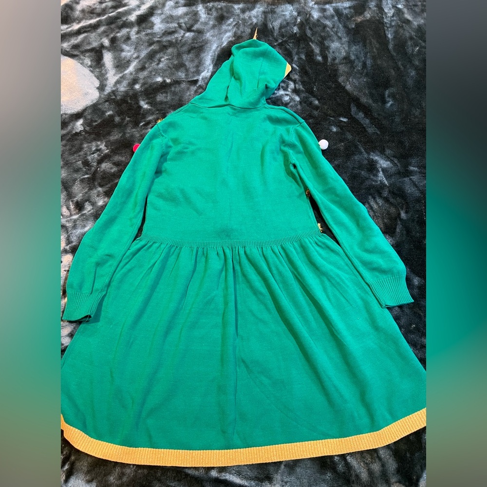 Christmas dress color Green with Candy Cane Details - Picture 2 of 4